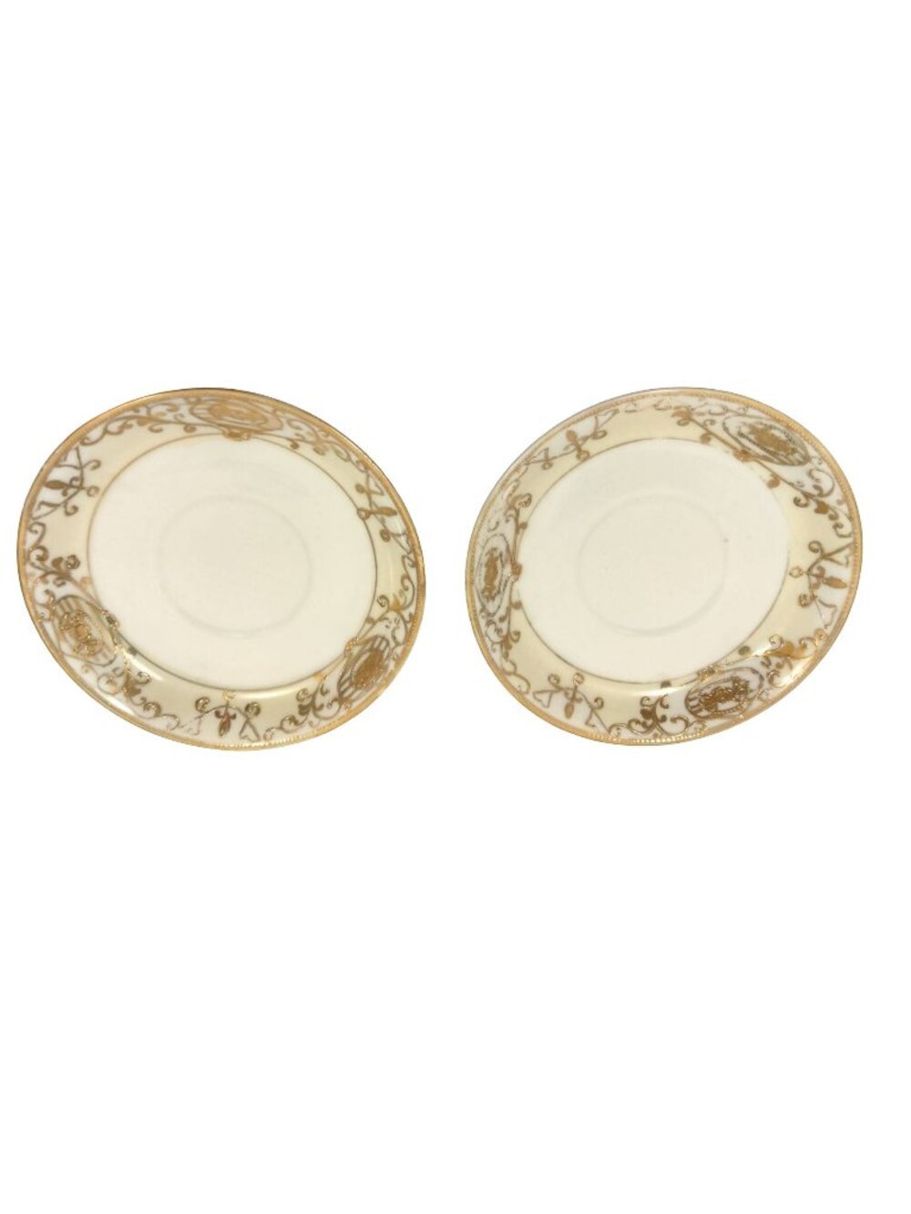 White Raised Gold Filigree Vintage Limoges Saucer Lot 2
